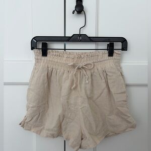 Abercrombie & Fitch Beige Linen Blend Drawstring Shorts XS